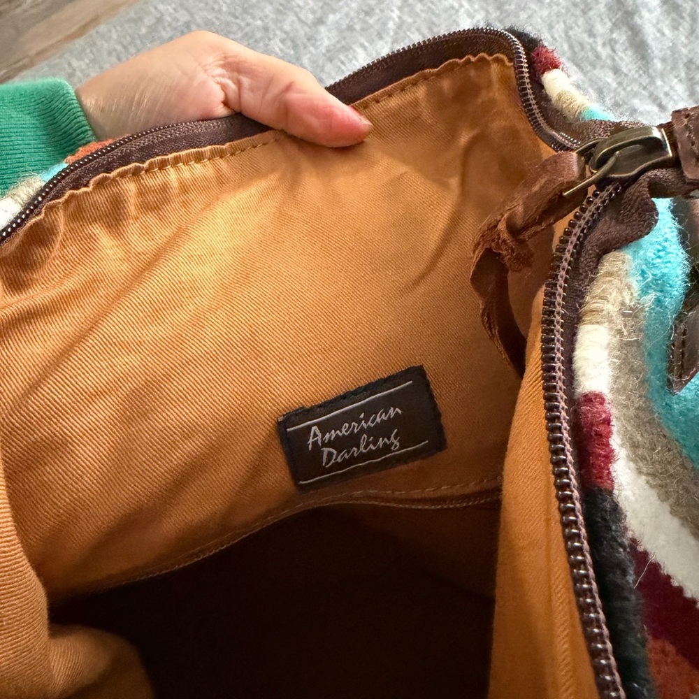 American Darling Southwest Fringe Crossbody Bag - Turquoise and Brown - Picture 5 of 8